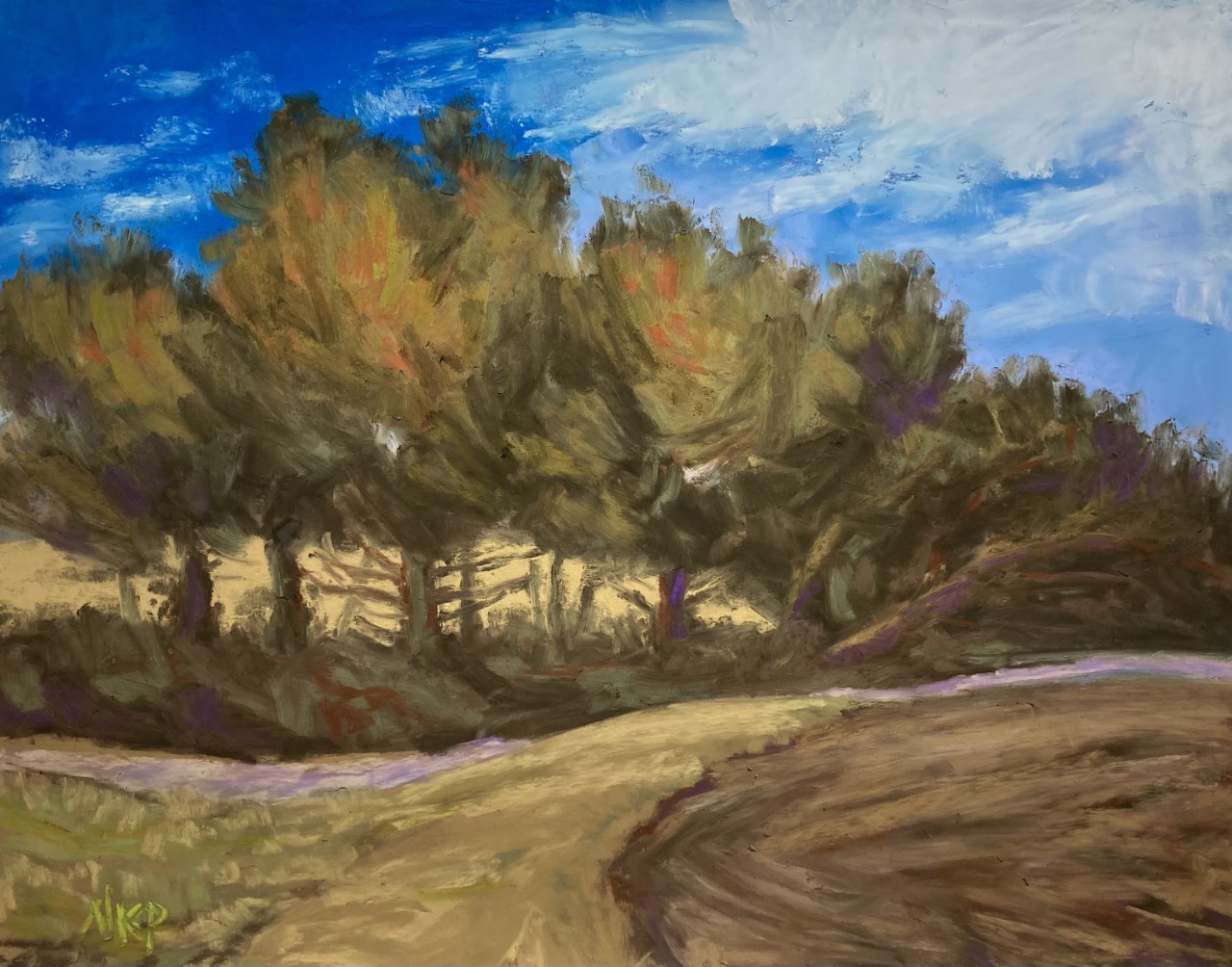 painting: Cedars Near the End of the Road